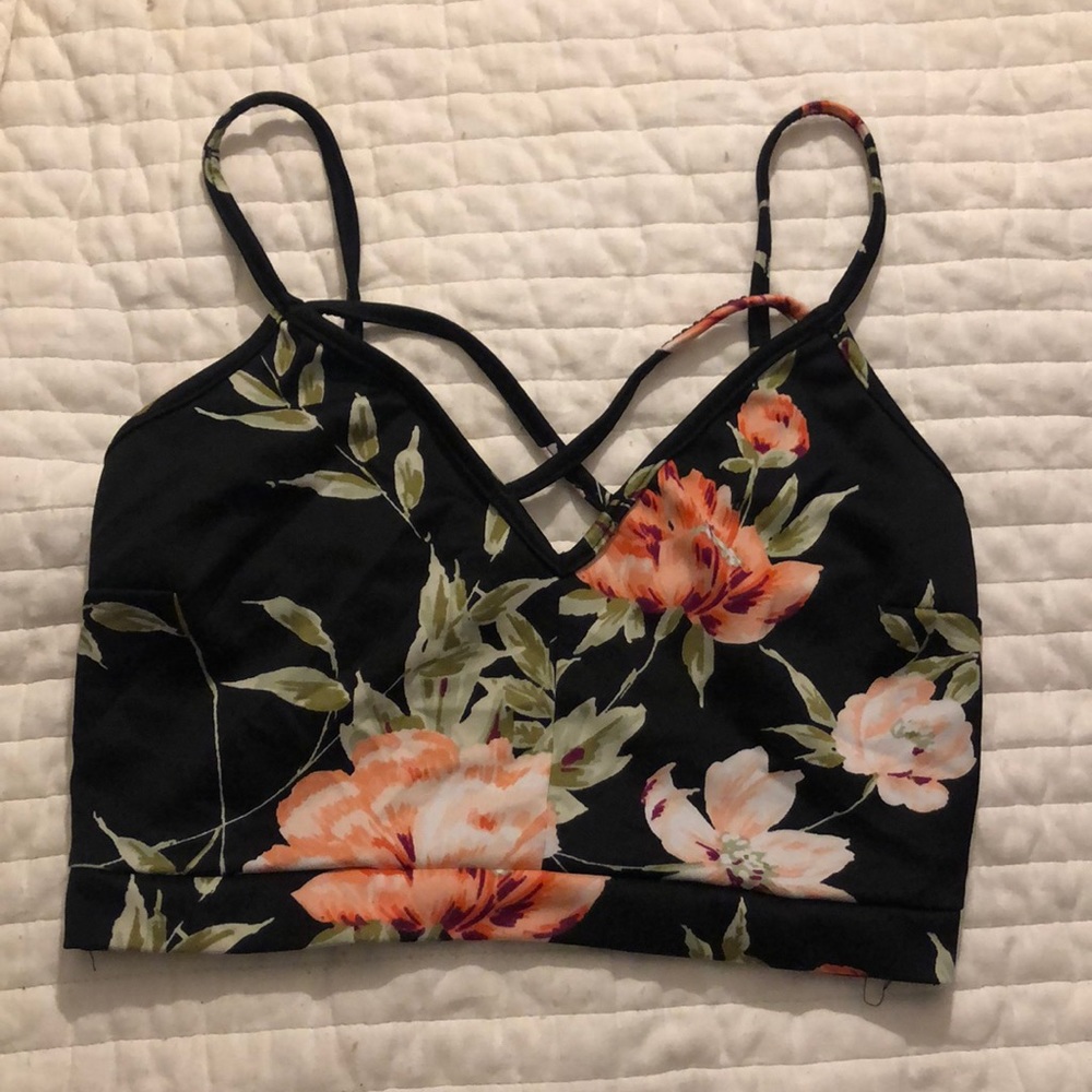 Size small floral spaghetti strap crop top